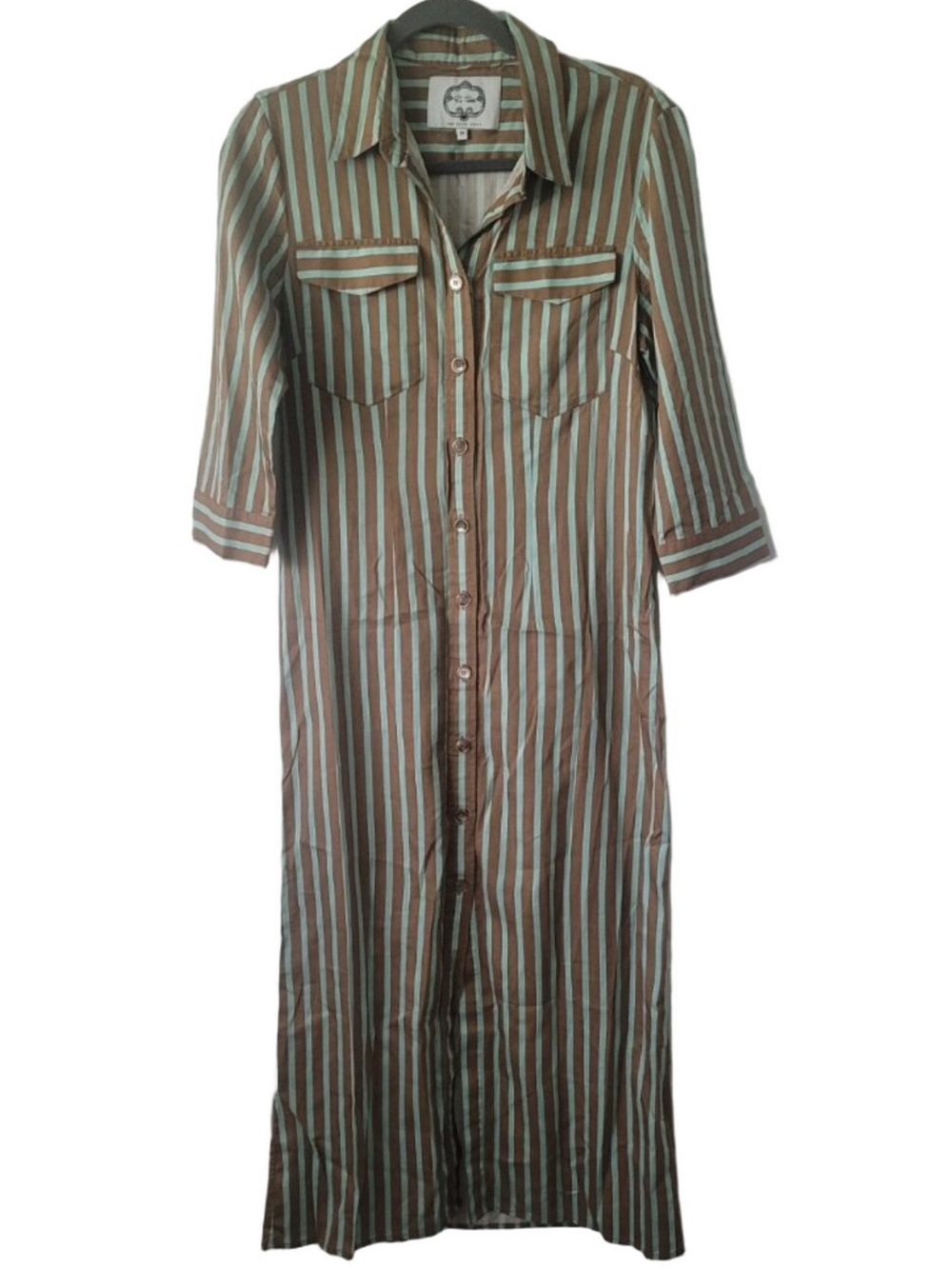 NWT EVI GRINTELA Midi Shirt Dress Striped Quarter Sleeve Size M